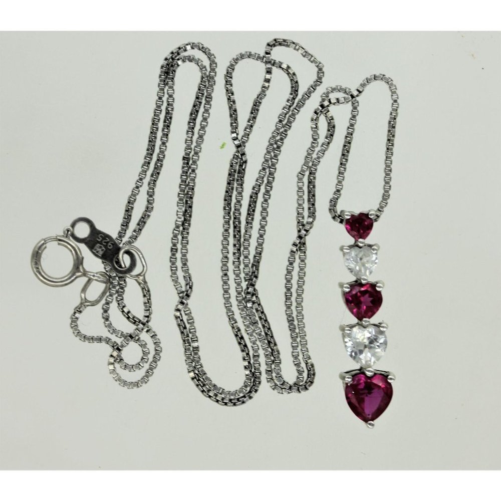 🔴925 STERLING STS Chuck Clemency hearts necklace